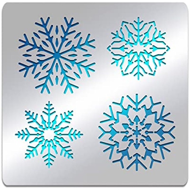 Snowflake Pattern Stainless Steel Stencil Template, 6.14Inch Metal